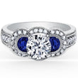 Load image into Gallery viewer, Kirk Kara White Gold &quot;Charlotte&quot; Half Moon Cut Sapphire &amp; Three Stone Diamond Engagement Ring Front View
