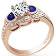 Load image into Gallery viewer, Kirk Kara &quot;Charlotte&quot; Half Moon Cut Sapphire &amp; Three Stone Diamond Engagement Ring
