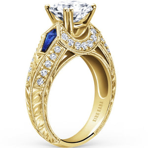 Kirk Kara "Charlotte" Kite Cut Blue Sapphire Diamond Engagement Ring