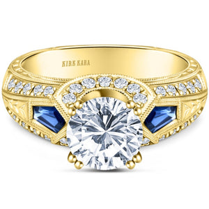 Kirk Kara "Charlotte" Kite Cut Blue Sapphire Diamond Engagement Ring