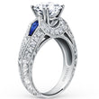 Load image into Gallery viewer, Kirk Kara White Gold &quot;Charlotte&quot; Kite Cut Blue Sapphire Diamond Engagement Ring Angled Side View
