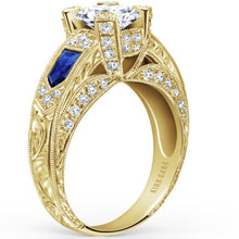Load image into Gallery viewer, Kirk Kara &quot;Charlotte&quot; Kite Cut Wide Blue Sapphire Diamond Engagement Ring
