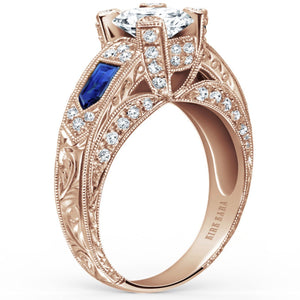 Kirk Kara "Charlotte" Kite Cut Wide Blue Sapphire Diamond Engagement Ring