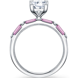 Kirk Kara "Charlotte" Pink Sapphire Baguette Cut Engagement Ring
