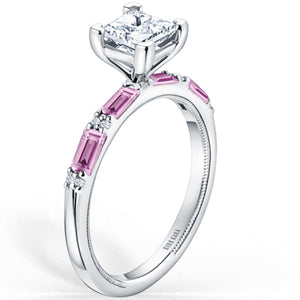 Kirk Kara "Charlotte" Pink Sapphire Baguette Cut Engagement Ring