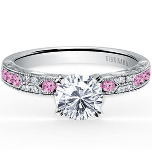 Kirk Kara White Gold "Charlotte" Pink Sapphire Diamond Engagement Ring Front View