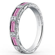Load image into Gallery viewer, Kirk Kara White Gold &quot;Charlotte&quot; Pink Sapphire Diamond Wedding Band Angled Side View
