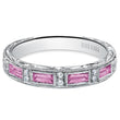 Load image into Gallery viewer, Kirk Kara White Gold &quot;Charlotte&quot; Pink Sapphire Diamond Wedding Band Front View
