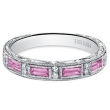 Load image into Gallery viewer, Kirk Kara White Gold &quot;Charlotte&quot; Pink Sapphire Diamond Wedding Band Front View
