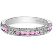Load image into Gallery viewer, Kirk Kara White Gold &quot;Charlotte&quot; Pink Sapphire Round Cut Diamond Wedding Band Front View
