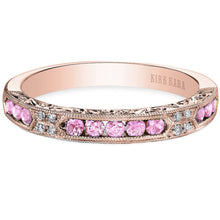 Load image into Gallery viewer, Kirk Kara Rose Gold &quot;Charlotte&quot; Pink Sapphire Round Cut Diamond Wedding Band Front View
