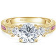 Load image into Gallery viewer, Kirk Kara Yellow Gold &quot;Charlotte&quot; Pink Sapphire Three Stone Diamond Engagement Ring Front View
