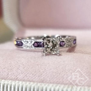 Kirk Kara Charlotte Princess Cut Purple Amethyst Diamond Engagement Ring