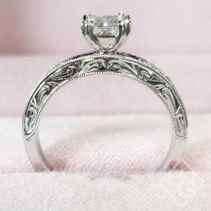 Kirk Kara Charlotte Princess Cut Purple Amethyst Diamond Engagement Ring