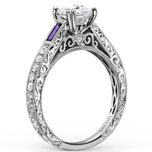 Load image into Gallery viewer, Kirk Kara &quot;Charlotte&quot; Purple Amethyst Baguette Cut Side Engagement Ring
