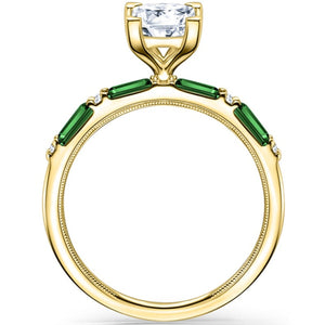 Kirk Kara "Charlotte" Thin Green Tsavorite & Diamond Engagement Ring