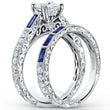 Load image into Gallery viewer, Kirk Kara &quot;Charlotte&quot; Three Blue Sapphire Baguette Cut Wedding Band
