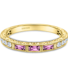 Load image into Gallery viewer, Kirk Kara &quot;Charlotte&quot; Three Stone Baguette Pink Sapphire Wedding Band
