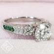 Load image into Gallery viewer, Kirk Kara &quot;Charlotte&quot; Three Stone Green Tsavorite Diamond Engagement Ring
