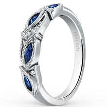 Load image into Gallery viewer, Kirk Kara &quot;Dahlia&quot; Blue Sapphire Marquise Leaf Shaped Designed Wedding Band
