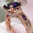 Load image into Gallery viewer, Kirk Kara &quot;Dahlia&quot; Cushion Cut Purple Amethyst Engagement Ring
