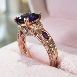 Kirk Kara "Dahlia" Cushion Cut Purple Amethyst Engagement Ring