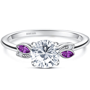 Kirk Kara "Dahlia" Floral Boho Amethyst & Diamond Engagement Ring