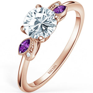 Kirk Kara "Dahlia" Floral Boho Amethyst & Diamond Engagement Ring