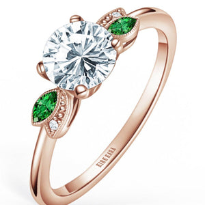 Kirk Kara "Dahlia" Floral Boho Green Tsavorite & Diamond Engagement Ring