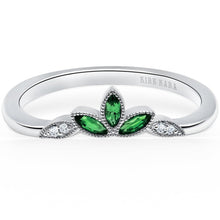 Load image into Gallery viewer, Kirk Kara &quot;Dahlia&quot; Floral Boho Green Tsavorite &amp; Diamond Wedding Band
