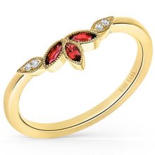 Load image into Gallery viewer, Kirk Kara &quot;Dahlia&quot; Floral Boho Red Ruby Wedding Band
