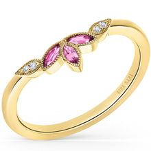 Load image into Gallery viewer, Kirk Kara &quot;Dahlia&quot; Floral Pink Sapphire Wedding Band
