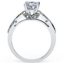 Load image into Gallery viewer, Kirk Kara &quot;Dahlia&quot; Green Tsavorite Garnet Leaf Diamond Engagement Ring
