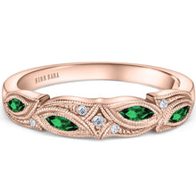 Load image into Gallery viewer, Kirk Kara &quot;Dahlia&quot; Green Tsavorite Garnet Leaf Diamond Wedding Band
