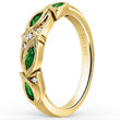 Load image into Gallery viewer, Kirk Kara Yellow Gold &quot;Dahlia&quot; Green Tsavorite Garnet Leaf Diamond Wedding Band Angled Side View
