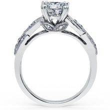 Load image into Gallery viewer, Kirk Kara White Gold &quot;Dahlia&quot; Leaf Diamond Engagement Ring Side View
