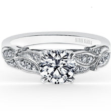 Load image into Gallery viewer, Kirk Kara White Gold &quot;Dahlia&quot; Leaf Diamond Engagement Ring Front View
