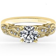Load image into Gallery viewer, Kirk Kara Yellow Gold &quot;Dahlia&quot; Leaf Diamond Engagement Ring Front View
