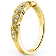 Load image into Gallery viewer, Kirk Kara Yellow Gold &quot;Dahlia&quot; Leaf Diamond Wedding Band Angled Side View
