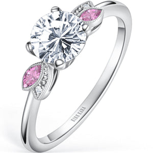 Kirk Kara "Dahlia" Leaf Motif Pink Sapphire Engagement Ring