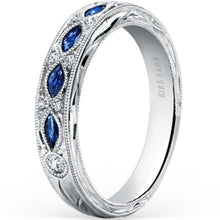 Load image into Gallery viewer, Kirk Kara &quot;Dahlia&quot; Marquise Cut Blue Sapphire Diamond Wedding Band
