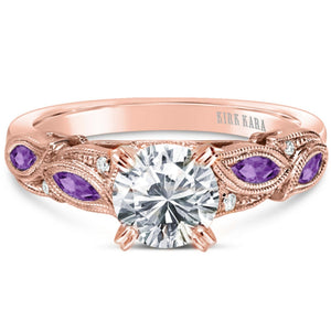 Kirk Kara "Dahlia" Marquise Cut Leaf Amethyst Diamond Engagement Ring