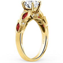 Load image into Gallery viewer, Kirk Kara &quot;Dahlia&quot; Marquise Cut Leaf Red Ruby Engagement Ring
