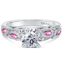 Load image into Gallery viewer, Kirk Kara White Gold &quot;Dahlia&quot; Marquise Cut Pink Sapphire Diamond Engagement Ring Front View
