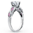 Load image into Gallery viewer, Kirk Kara White Gold &quot;Dahlia&quot; Marquise Cut Pink Sapphire Diamond Engagement Ring Angled Side View
