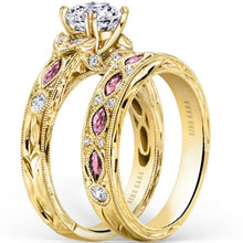 Load image into Gallery viewer, Kirk Kara &quot;Dahlia&quot; Marquise Cut Pink Sapphire Diamond Wedding Band
