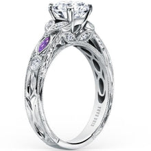 Load image into Gallery viewer, Kirk Kara White Gold &quot;Dahlia&quot; Marquise-Cut Vintage Amethyst Diamond Engagement Ring Angled Side View
