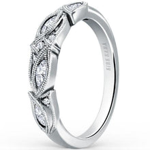 Load image into Gallery viewer, Kirk Kara White Gold &quot;Dahlia&quot; Marquise Cut Leaf Diamond Wedding Band Angled Side View
