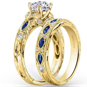 Kirk Kara Dahlia Marquise Shaped Blue Sapphire Diamond Engagement Ring