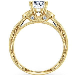 Kirk Kara Dahlia Marquise Shaped Blue Sapphire Diamond Engagement Ring